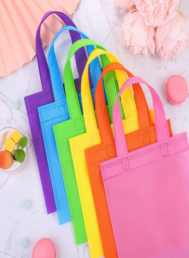 MIMIND 30 Packs Non-woven Party Gift Bags Reusable Goodie Bags 7.9×7.9 Inch Colorful Tote Treat Bag with Handles Rainbow cloth bags for Wedding Birthday - Image 5